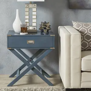 Blue Finish X-Base Box Nightstand