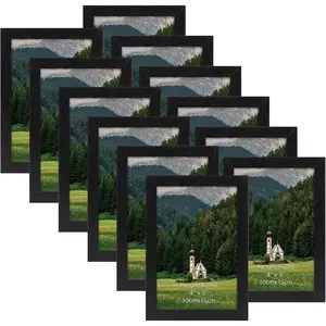 4x6 Picture Frame Set of 12, Black Picture Frames Display 4 by 6 Photo for Wall or Tabletop