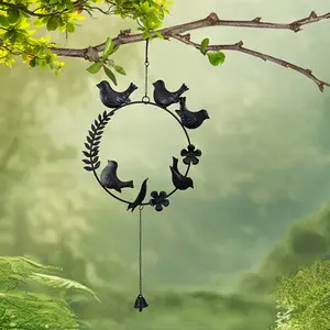 1pc, outdoor bird shaped metal decorative wind chime with bell, welcome wind chime for house, garden, patio, door, greenhouse, indoor decorative wind chime, black (bird shaped) with melodious sound, holiday, party and birthday gift.