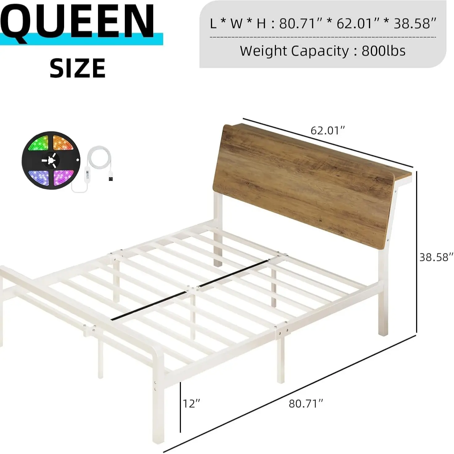 Queen Size White and Walnut