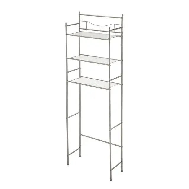 Over the Toilet Steel 3-Shelf Storage Shelf Unit, Satin Nickel Finish for Adults