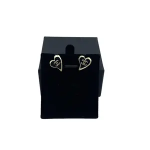Pre-owned Chanel Heart Double C Stud Earrings, Black, H5 D0415