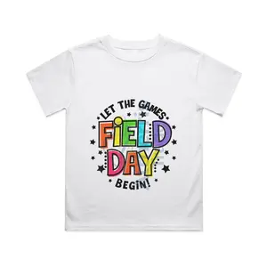 Field Day Let The Games Begin Field Day Cotton T-shirt, Graphic Print Round Neck Short Sleeve Casual Tee for Boys Girls