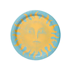 Golden and Dutch Blue Celestial Sunshine Dessert Paper Plates - 8 pack
