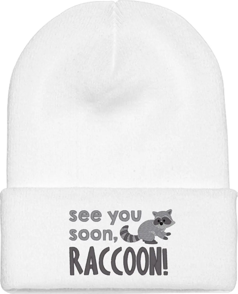 See You Soon Raccoon Knit Beanie
