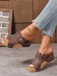 Women's Summer Fashion Wedge Platform Sandals Bohemian Style Height Increasing Slides 2026 New Outdoor Commuting Beach Shoes