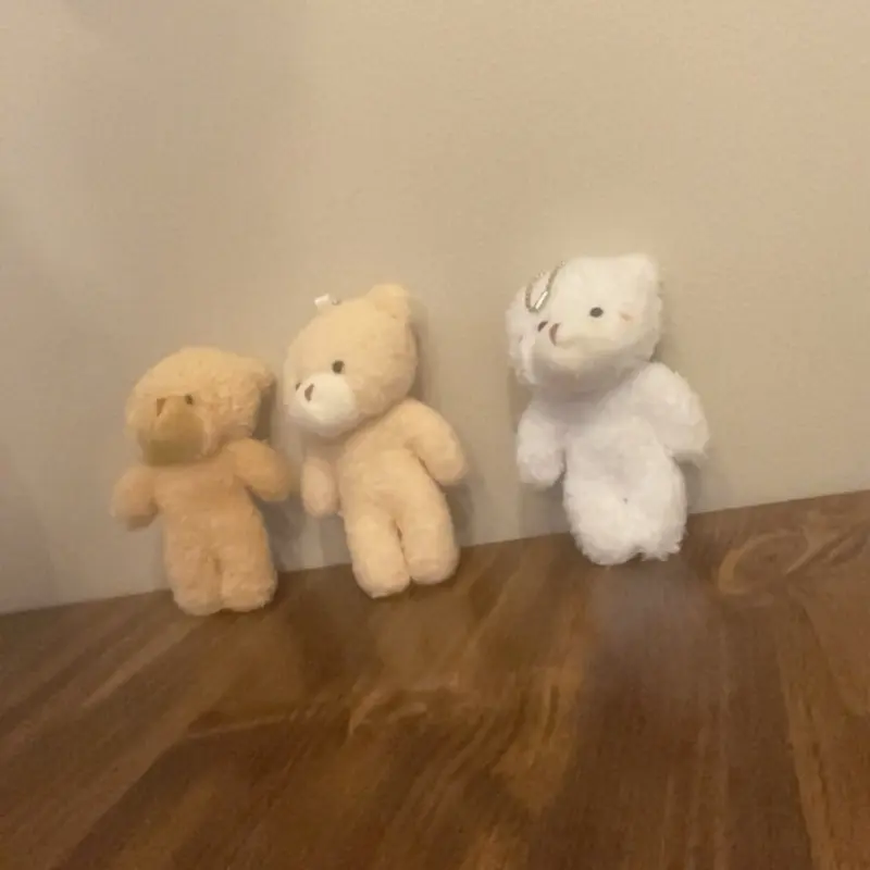 Cute Faux Fur Teddy Bear Bunny Keychain, Smooth Plush Bag Charm with Blushed Cheeks, Mini Animal Accessory for Purses and Keys, Bag Or Keychain, Whimsical, Everyday Bag