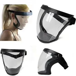 Classic Black All Round Safety Face Shield, Fog Resistant Clear Full Face Protective Visor, Sturdy Transparent Facial Guard Designed With Flexible Adjustable Head Band For Comfortable Wearing In Various Working And Labor Protection Occasions