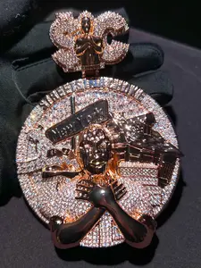 Personalized Hiphop Iced-out Hip Hop Pendant Texture Hiphop Double-sided 3D Iced-out Medal Amulet VVS Custom Honor Hip Hop Pendant, Rap Pendant Style, Anniversary Gift, The Ultimate Hip Hop Drip 2026 - Streets In A Chokehold Iced Out Pendant