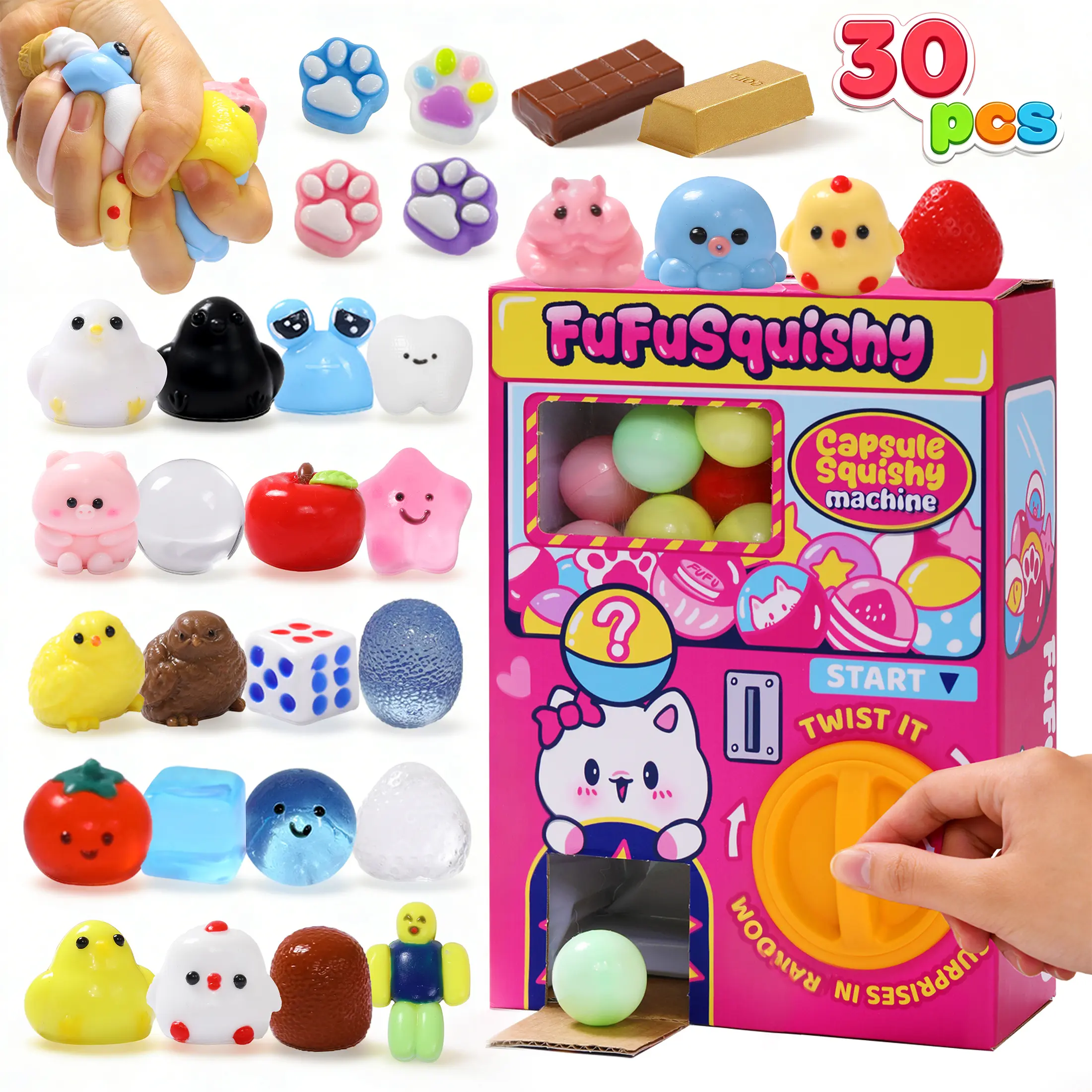 FUFUSQUISHY 30pcs Squishy Capsule Toy Machine squishy toys FUFUSQUISHY 30pcs Squishy Capsule Toy Machine squishy toys