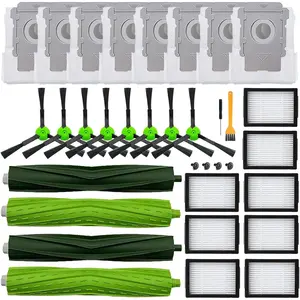 26 Pack Replacement  Accessories Compatible for   i3 i3+ i7 i7+ i4 i6 i6+i8 i8+/Plus E5 E6 E7 J7 i5+j5+ I,E&J Series Vacuum Cleaner 2 Roller Brush & 8 Filters & 8 Side Brushes &8 bags