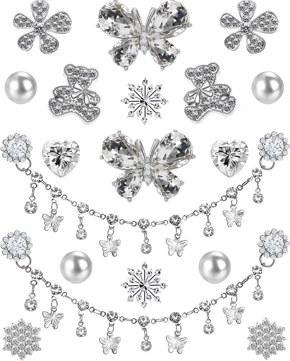 Luxury Rhinestone Butterfly Shoe Charms & Bling Chains – Designer Crystal Shoe Jewelry & Chains for Women & Girls – Fashion Accessories & Party Favor Gifts