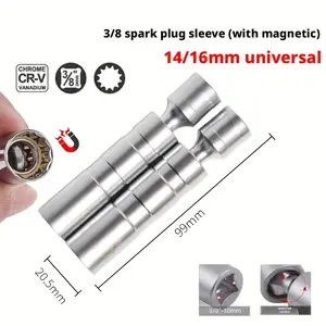 Upgraded Magnetic Universal Spark Plug Socket Tool Set, 12-Point Universal Spark Plug Removal Tool Set, 360-Degree Magnetic Rotating Spark Plug Socket Swivel Joint, Vehicle Maintenance and Repair Tool Set, Professional-Grade Tools, Suitable for Most Vehic
