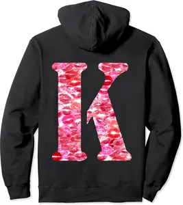 Back Print Only - Lipstick Kisses For Boyfriend Letter K Pullover Hoodie - Ciennaslay Shop 40B0D3B3ZZ6V
