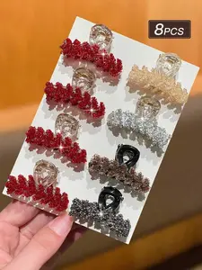 Rhinestone Hair Clip Set (10pcs) – Elegant Sparkly Claw Clips for Women (Daily & Party Wear) ✨