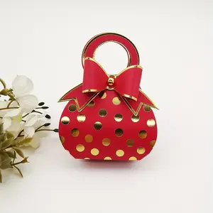 Gift for Her/Him 10-Pack Golden Foil Polka Dot Bow Gift Packaging Boxes Wedding Candy Boxes Creative Handheld Ins Polka Dot Candy Gift Boxes Table Candy Bow Paper Boxes