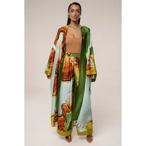 Green Tropical Print Nola Maxi Duster