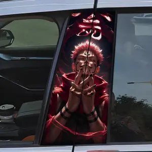 Set of 2 Waterproof Anime Car B-Pillar Vinyl Decals for Both Sides - Trendy Decorative Stickers & Scratch Covers for Center Pillars!