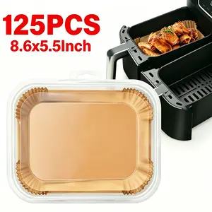 Air fryer liners, rectangular rectangle parchment sheets, 8.6x5.5 inch dual basket pads, ninja dual zone compatible papers, disposable unbleached non stick sheets, oil proof heat resistant cooking liners Kitchen