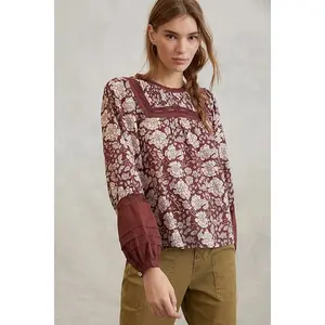 Anthropologie Rafia Lace Blouse by Cleobella X-SMALL Black Motif