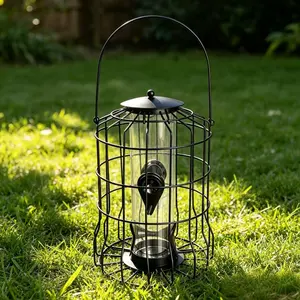 Anti-Squirrel Cage Bird Feeder, Outdoor Hanging Automatic Seed Dispenser, Garden Yard Small Birds Food Holder, Secure No Theft Design