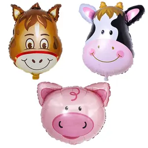 Farm Animal Balloons - Pig, Cow, Horse, Donkey Shaped Foil Balloons for Baby Shower Party