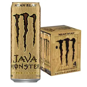 Monster Java Mean Bean Coffee - 15 fl oz Can - Pack of 4 - Bold Rich Refreshingly Delicious Energy Drink