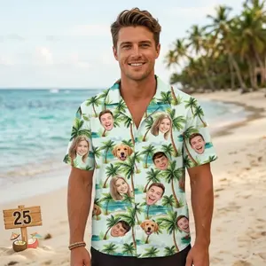 Custom Face Hawaiian Shirt Ver3, Personlized Photo Button-Up Shirts for Dad and Men