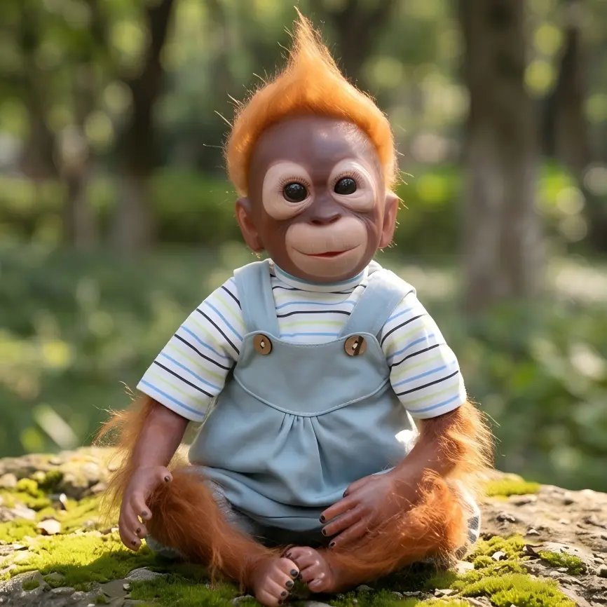 22 Inch Reborn Monkey Baby Doll Set,Handmade Realistic Reborn Doll,Soft & Poseable, Perfect for Cuddling，Lifelike Reborn Monkey Doll With Weight Body Toy, Perfect for Collectors & Kids 3+