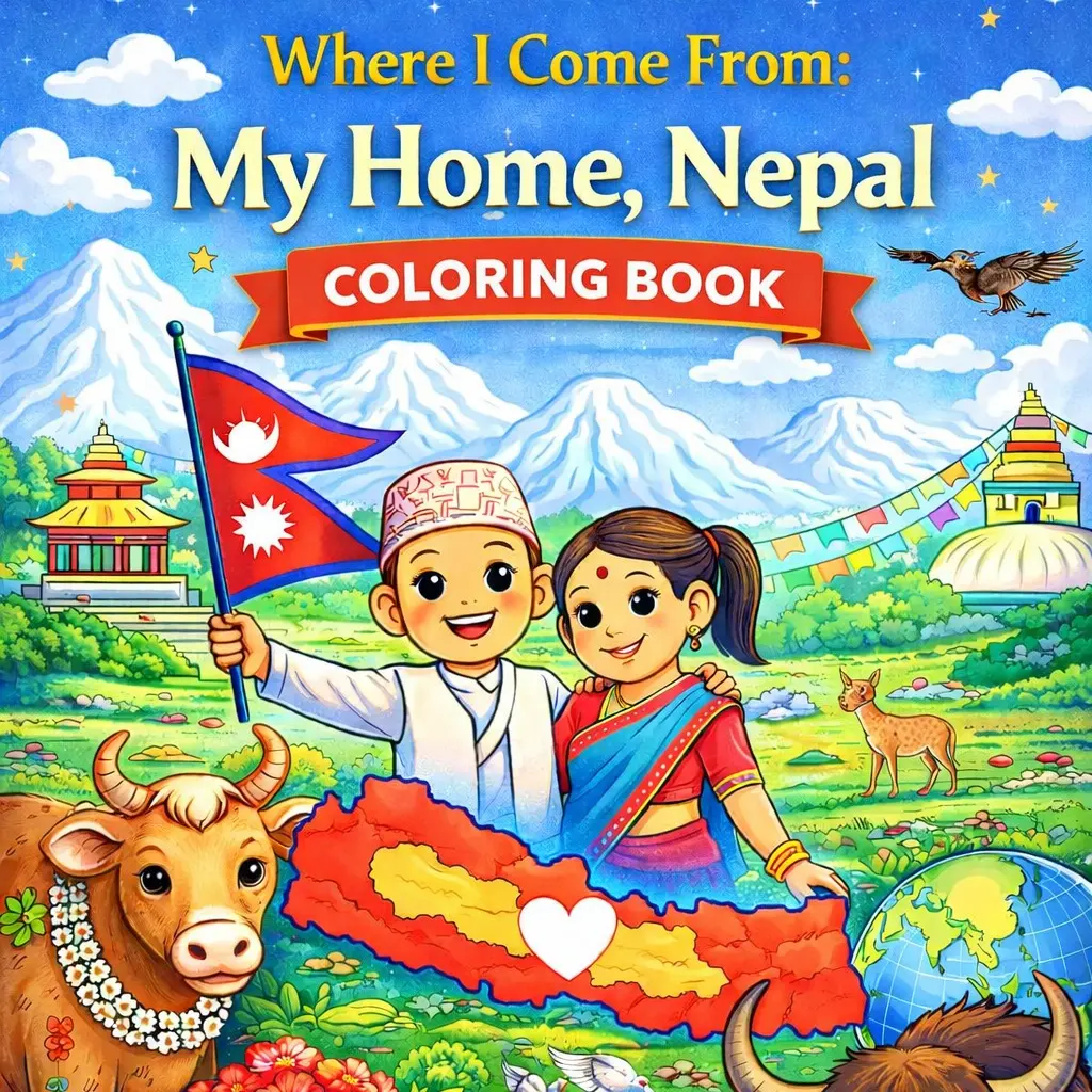 Nepali Coloring Book For Kids | Where I Come From - My Home, Nepal