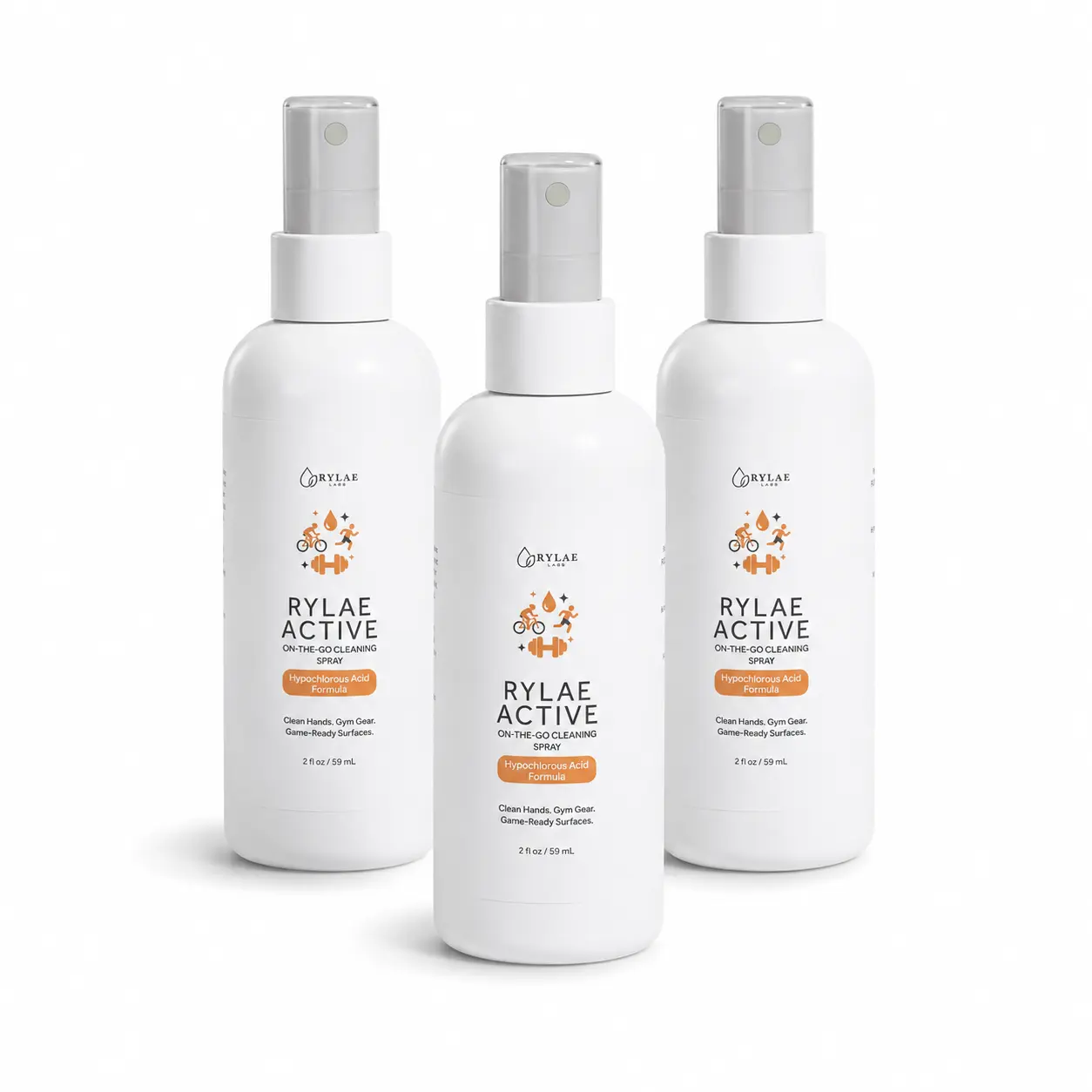 Rylae Active On-The-Go Cleaning Spray | HOCl Everyday Kit | 3-Pack | 2oz Each