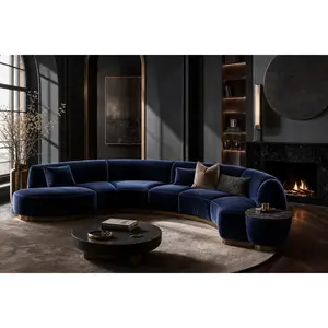 The Belmont Navy Velvet Sectional