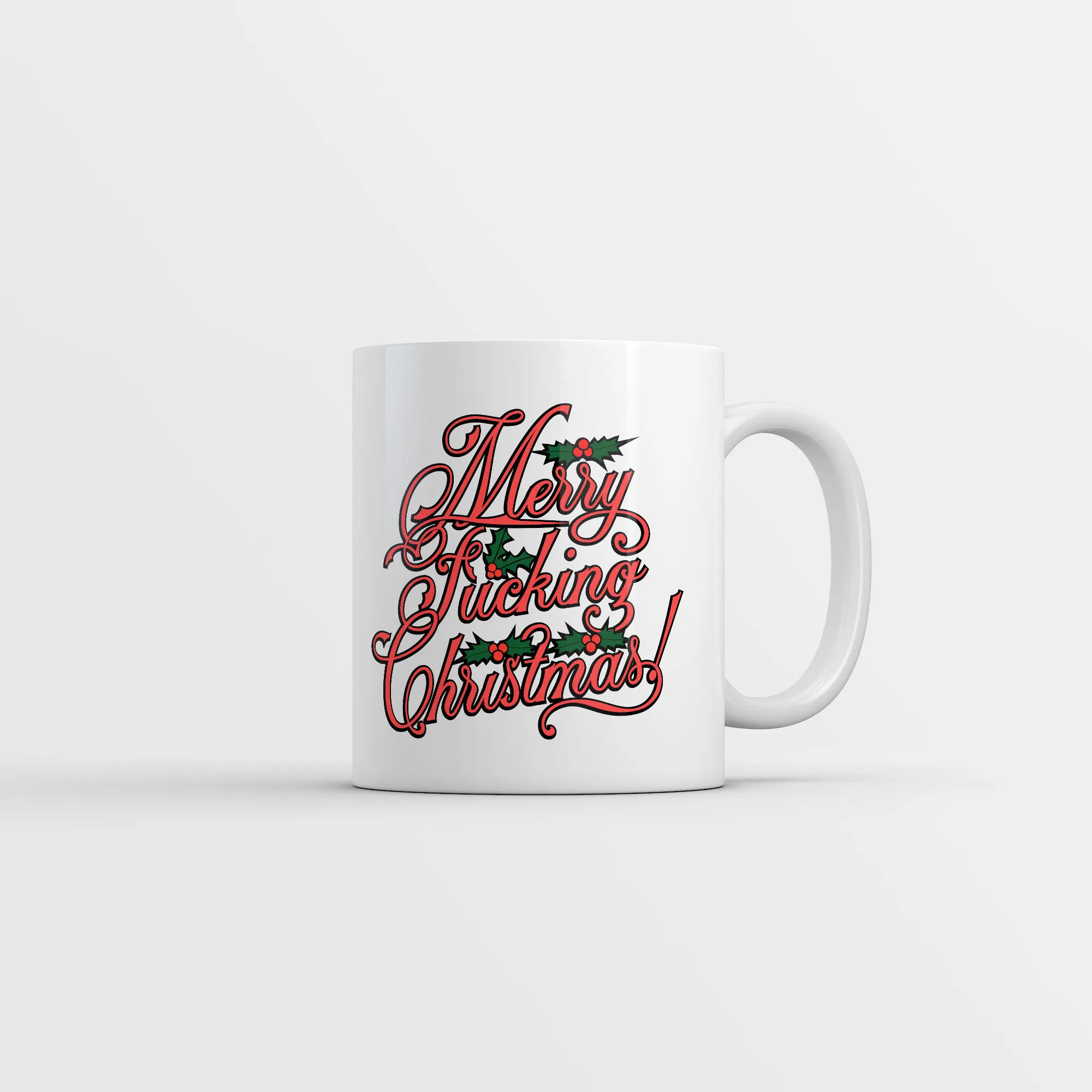 Merry F*cking Christmas Mug Funny Sarcastic Christmas Graphic Novelty Coffee Cup - 11oz Funny Coffee Mugs Ceramic Printed Drinkware Cup