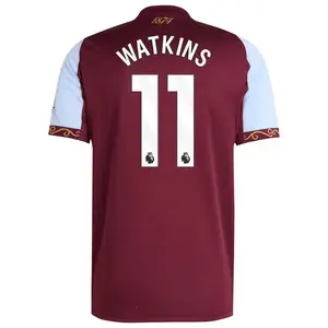 25/26 Aston Villa Home Fan Version Jersey, No. 11 Watkins, No. 27 Rogers