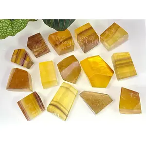 Wholesale Lot 2 lbs Natural Yellow Fluorite Crystal Polished Freeform Healing Energy