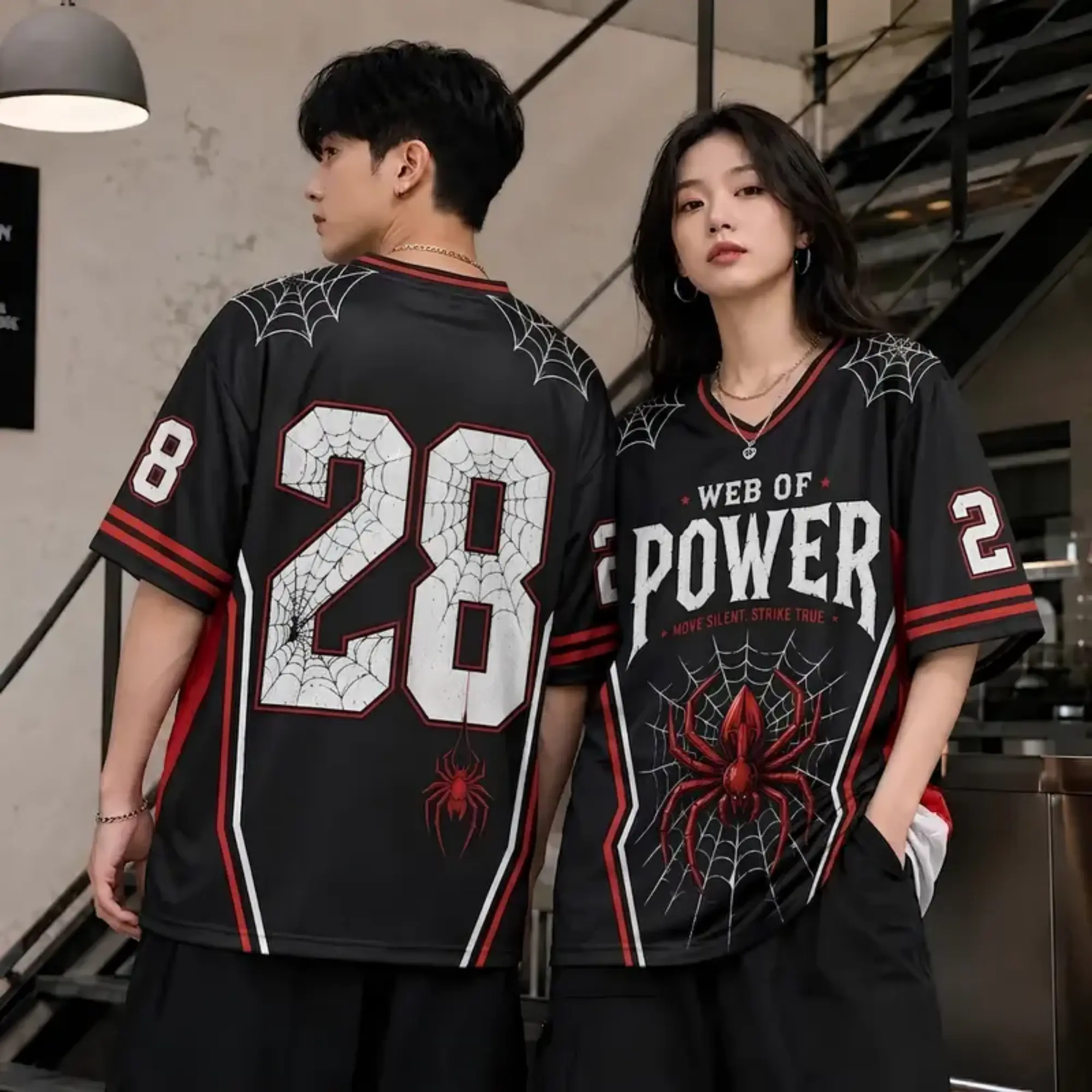 Spider Football Jersey Web of Power Gothic Spider Web Sports Shirt Halloween Number 28 Football Jersey Unisex Game Day Jersey Breathable Mesh Athletic Top Spooky Season Gothic Streetwear Gift for Men Women Football Fans