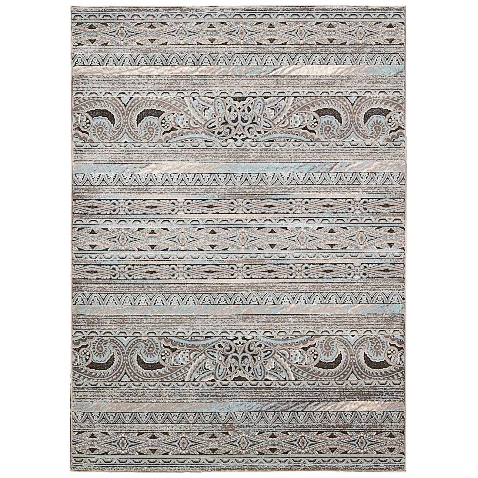 Nourison Karma KRM03 Stone Cool-Toned Earth-Tone Multi-Design Oblong Area Rug, 3'9"x5'9" - for Home Living Spaces, Cool-Toned Area Rugs, Earth-Tone Area Rugs