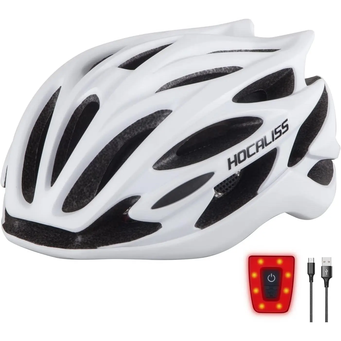 Unisex Adult Motorcycle Helmet with LED Lights, Impact-Resistant Polycarbonate Shell, High-Density EPS Foam Liner, Lightweight, Adjustable, Ventilated, Scratch-Resistant, Chinstrap Buckle, 51-62 cm Fit for Men-Women Road Cycling