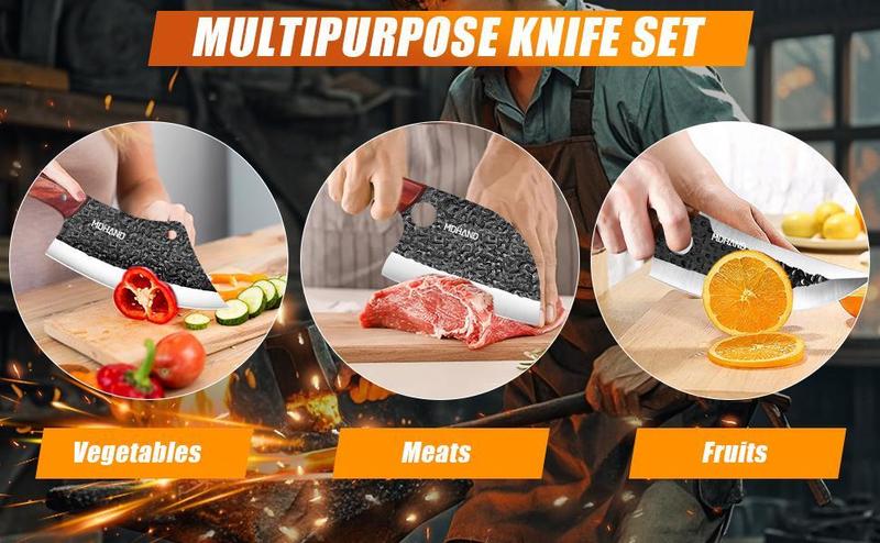 4 Piece Serbian Chef Knife Set with Gift Box, Butcher Knife Set, Hand Forged Kitchen Knife Set Meat Cleaver Boning Knife Viking Knife with Sheaths for Home Cooking Camping Outdoor BBQ 4 Piece Serbian Chef Knife Set with Gift Box, Butcher Knife Set, Hand Forged Kitchen Knife Set Meat Cleaver Boning Knife Viking Knife with Sheaths for Home Cooking Camping Outdoor BBQ
