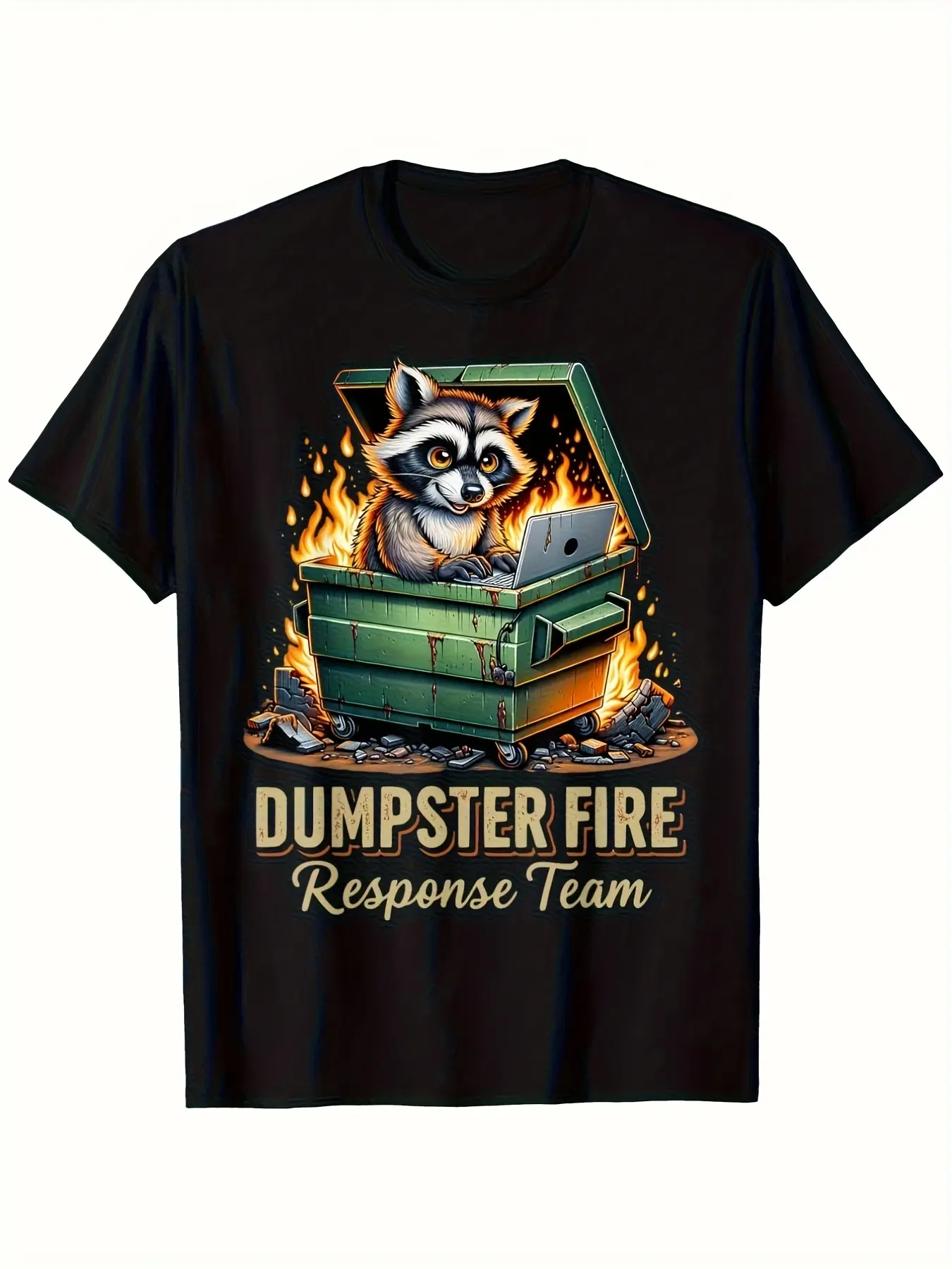 Funny Dumpster Fire Response Team T-Shirt - Humorous DFRT Graphic Print, Breathable 180GSM Fabric, Unisex Casual Tee for Men & Women, Year-Round Fit for Office Parties, Crisis Simulation Events & Gifts