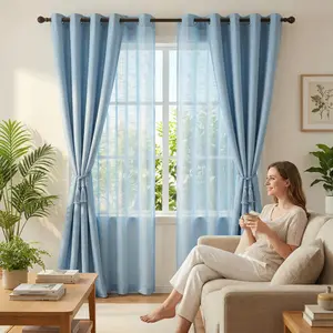 Cozy Curtain 4 Panels 34x95inch 2 panels are made of blackout fabric with a composite process, providing complete blackout effect. They are of high quality. The other 2 panels are mesh wide-mouth curtains in a loop style. L69 + L12