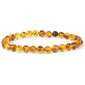 Natural Amber Honey Wax Energy Beads Bracelet Crystal Healing Irregular Freeform Baltic Amber Stretchable Bracelet for Adults (Women/Men)