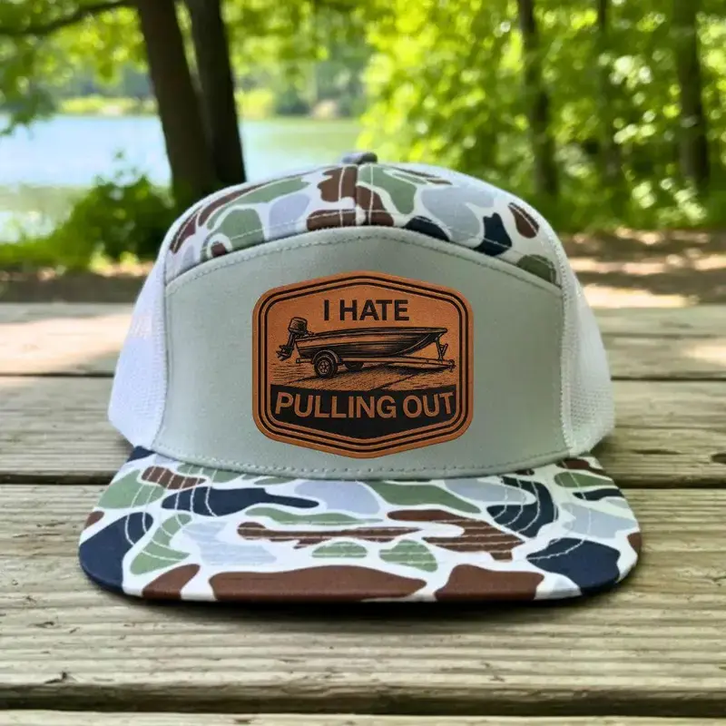 [ Buy 2 For 1 Price ] I Hate Pulling Out Duck Camo Trucker Hat | Funny Leather Patch Snapback Cap | Adjustable Mesh Hat for Men