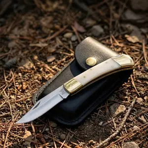 MazeDaze Folding Stainless Steel Outdoor EDC Utility Tool – Premium Camping & Hiking Gear with Ebony-Style Carved Ergonomic Handle and Sheath