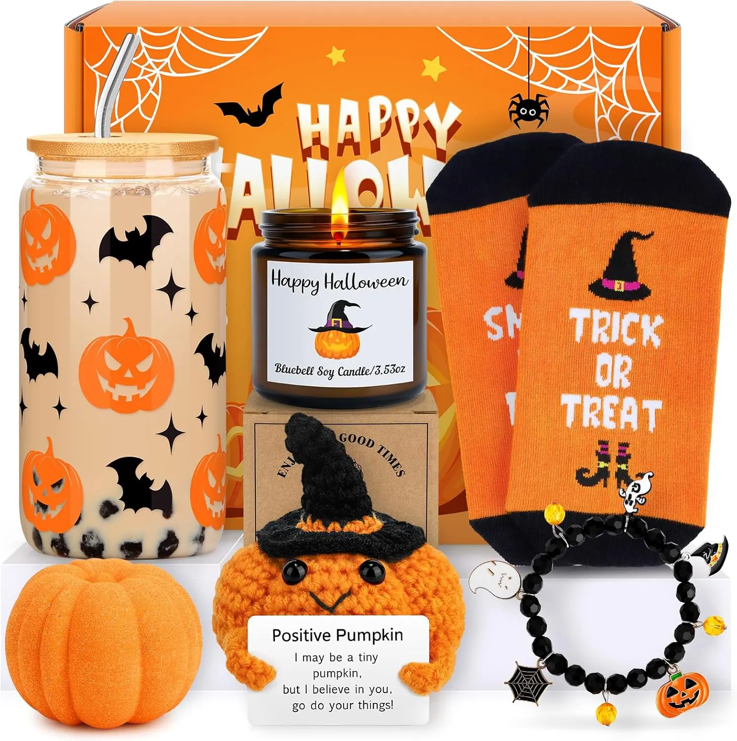 Halloweem Fall Gift Boo Basket Stuffers for Women Halloween Gifts for Women Adults Teens Girls Kids Spooky Basket Stuffers Ideas for Woman Her Cute Halloween Care Package Gift Box Boo Themed Stuff Items Ghost Basket Kit