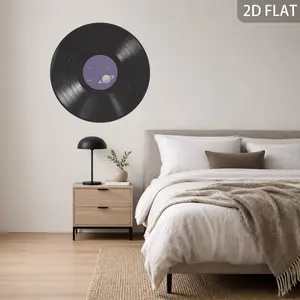 Circular Self-Adhesive Sticker, Strong Adhesive, Durable, Vinyl Record Pattern, Ideal for Furniture and Cabinet Decoration