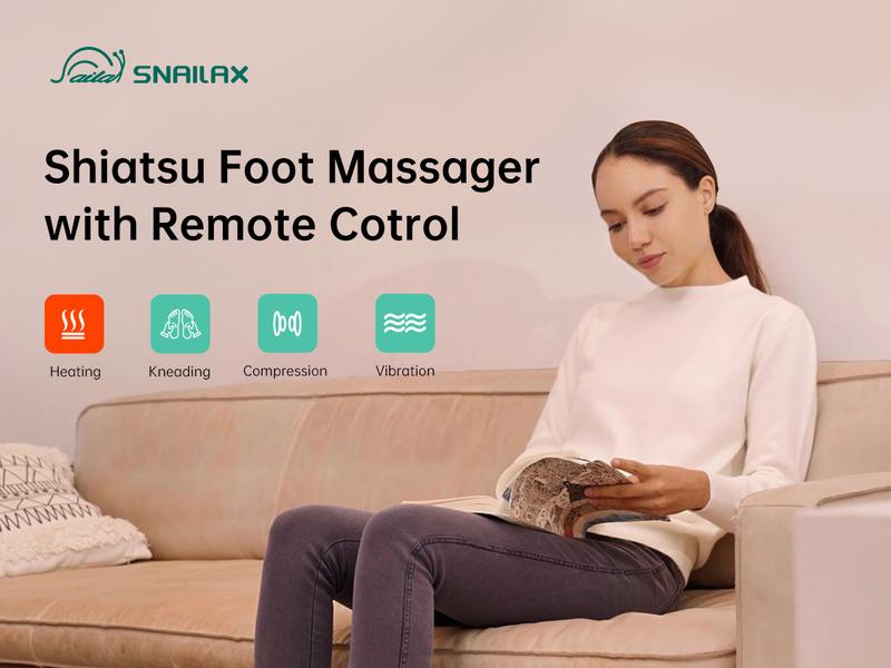 Snailax Foot Massager with Heat, Remote Control, Shiatsu Heated Foot Massager Machine with Deep Kneading, Rolling, Compression, Vibration Therapy Device Adjustable