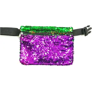 Mardi Gras Krewe Mardi Gras Accessories Sequin Purse Fanny Bag, Everywhere Belt Bag, Sequin Clutch Purse, Great Addition to Mardi Gras Outfit, Mardi Gras Lovers 9x6.75 Inches