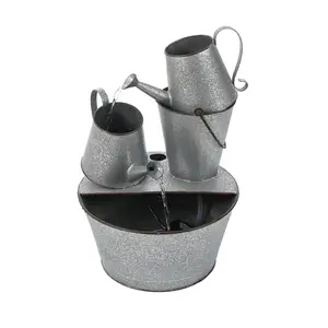 LuxenHome Farmhouse Rustic Metal Pitcher Outdoor Fountain