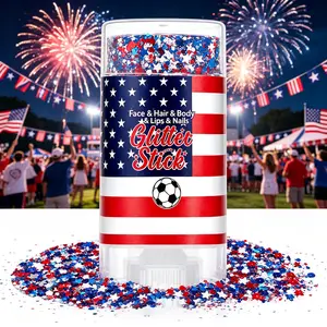 4th of July Glitter Stick | Red, White & Blue Body & Hair Sparkle for Independence Day Party, Festival & Fun Holiday Look